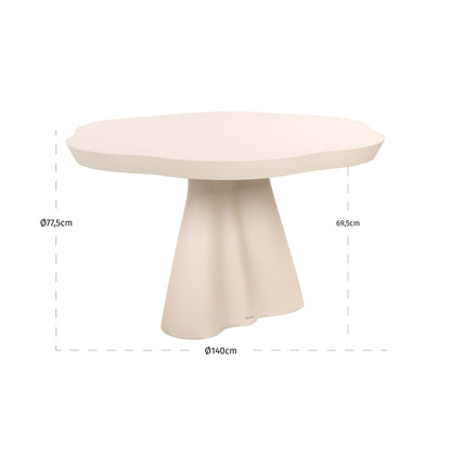Tuintafel Urban Bloom zand ijzer, maatvoering met afmetingen