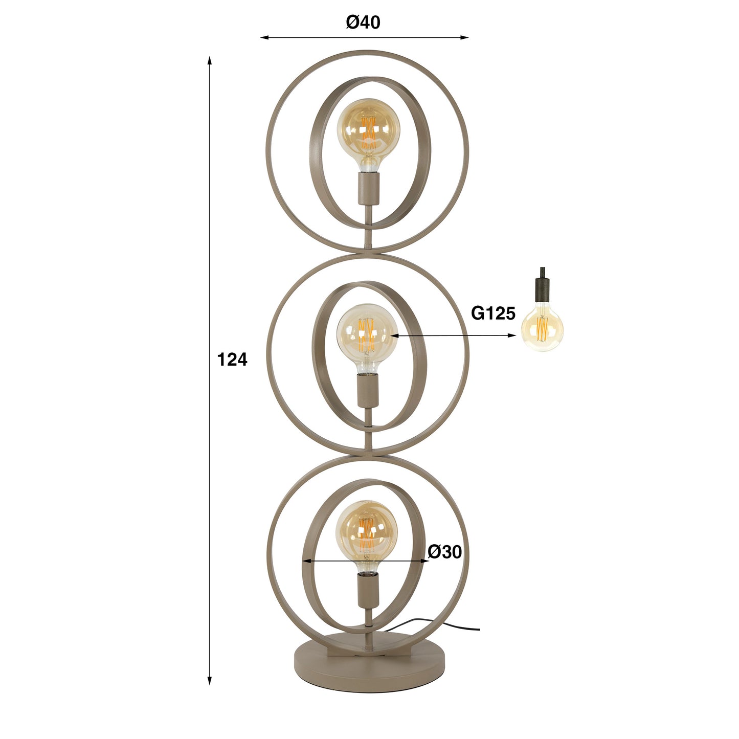 Vloerlamp Turn Around | 3 Lichts | Beige