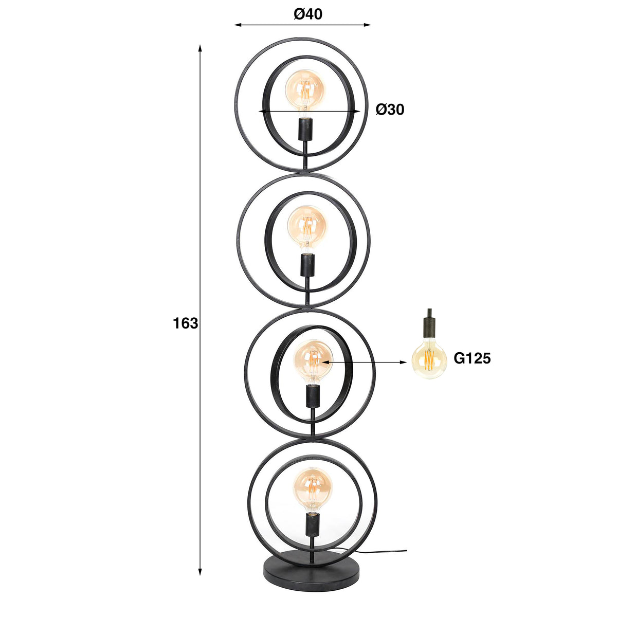 Vloerlamp Turn Around XL | Zwart Metaal