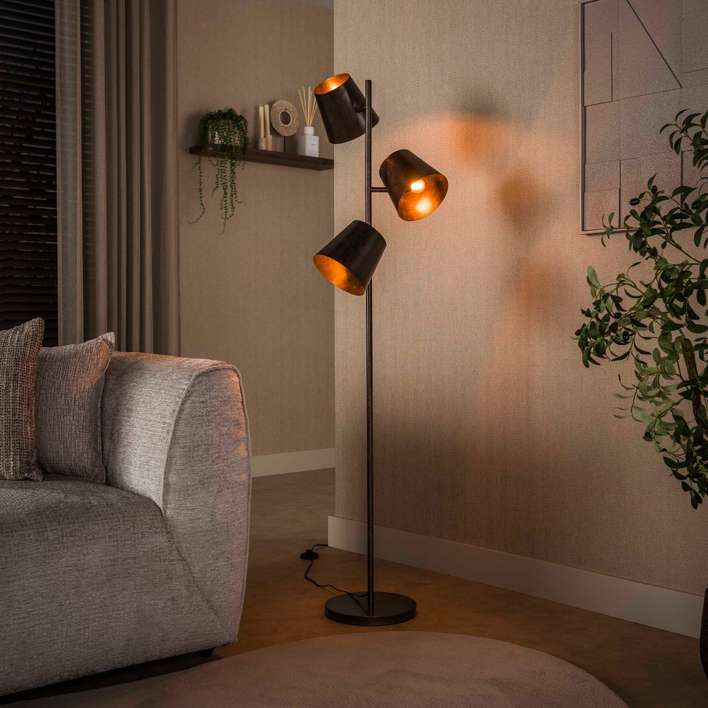 Vloerlamp Kinetic | 3 Lichts | Urban Bruin