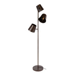 Vloerlamp Kinetic 3 lichts urban bruin, vooraanzicht op witte achtergrond