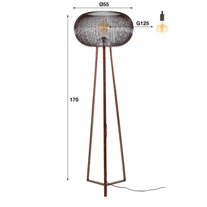 Vloerlamp Copper Twist | Zwart Nikkel