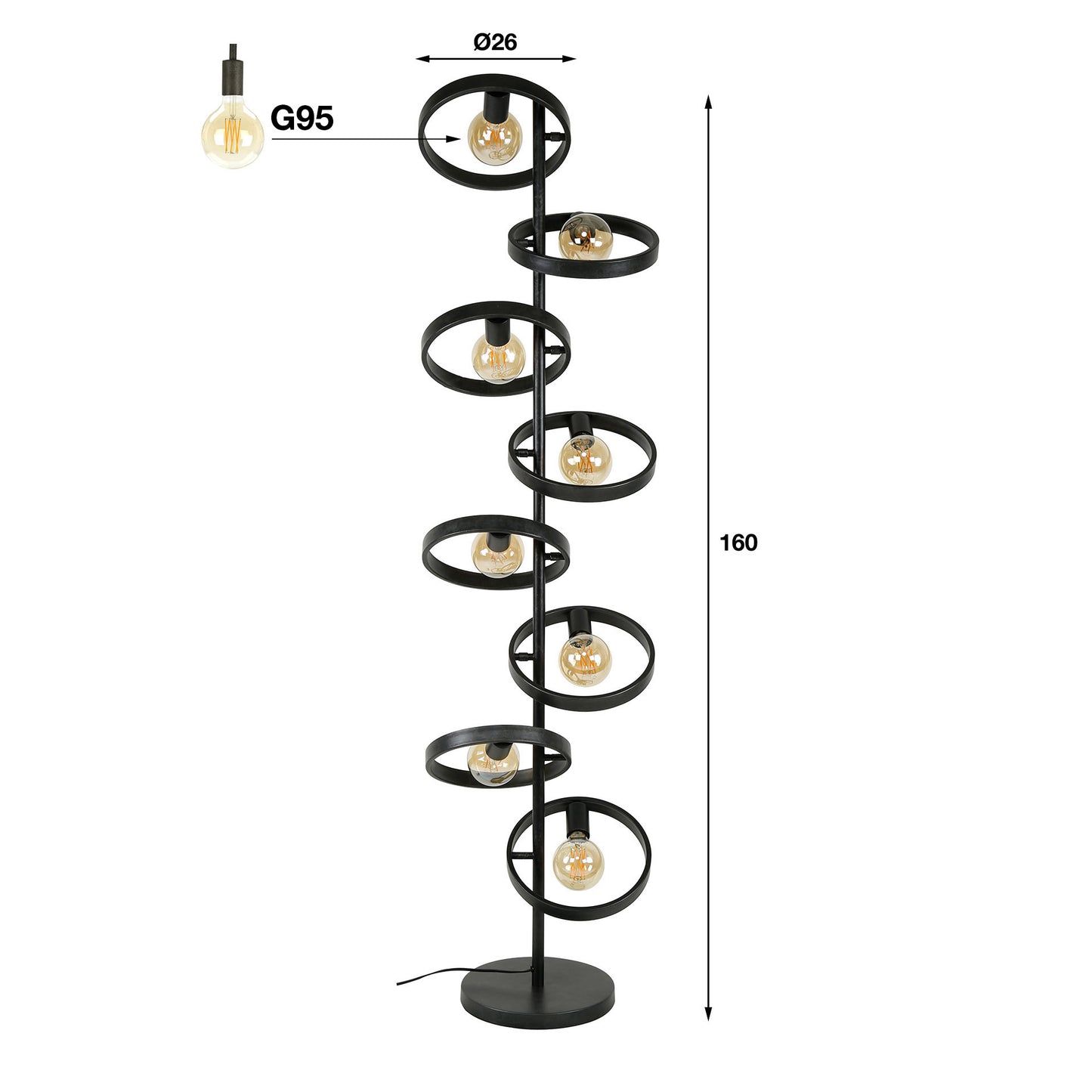 Vloerlamp Hover | Zwart Metaal