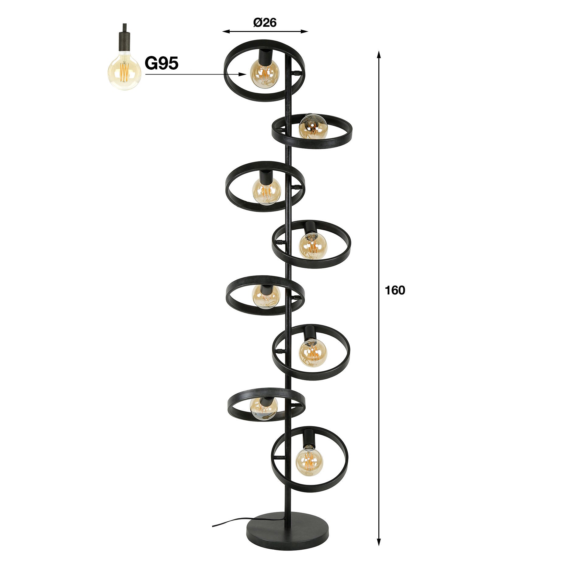 Vloerlamp Hover | Zwart Metaal