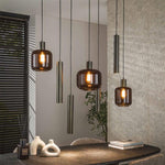 Hanglamp Bronza glas bruin, vooraanzicht in een interieur