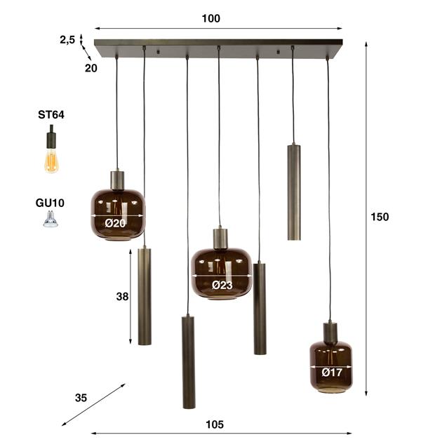 Hanglamp Bronza | Glas Bruin