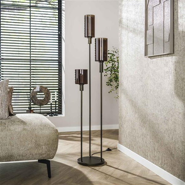 Vloerlamp Sepiora | Glas bruin