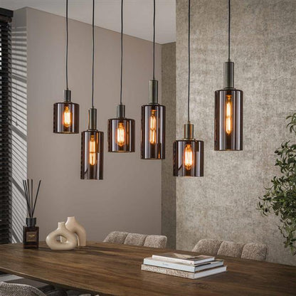 Hanglamp Villa | 6 Lampen | Bruin Glas