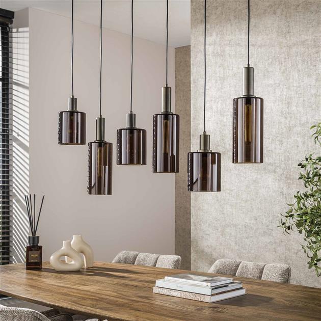 Hanglamp Villa | 6 Lampen | Bruin Glas