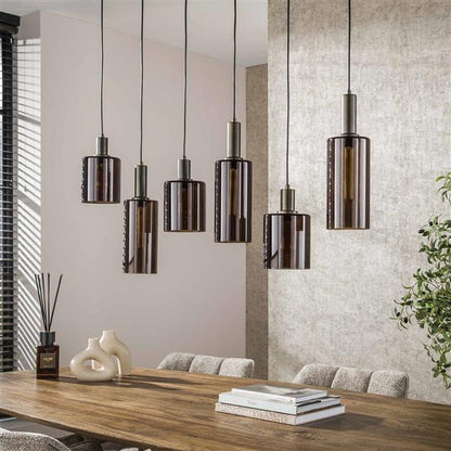 Hanglamp Villa | 6 Lampen | Bruin Glas