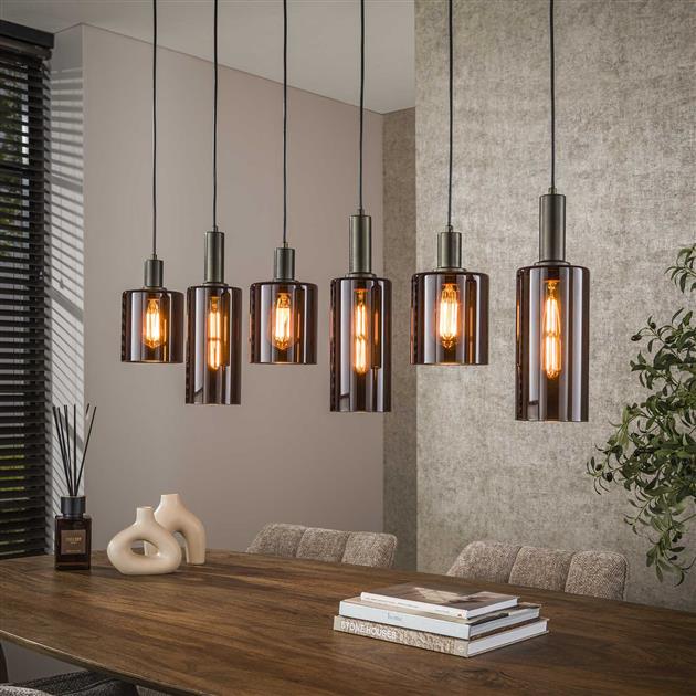 Hanglamp Villa | 6 Lampen | Bruin Glas
