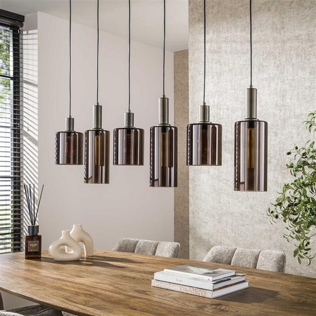 Hanglamp Villa | 6 Lampen | Bruin Glas