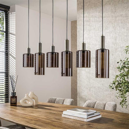 Hanglamp Villa | 6 Lampen | Bruin Glas