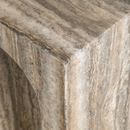 Bijzettafel Dulce grijs marmer, detail van het materiaal