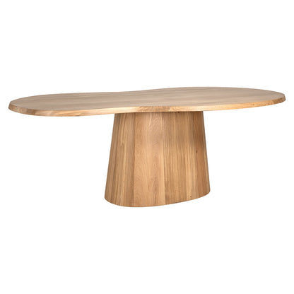 Eettafel Riva naturel eikenhout, schuin vooraanzicht op witte achtergrond