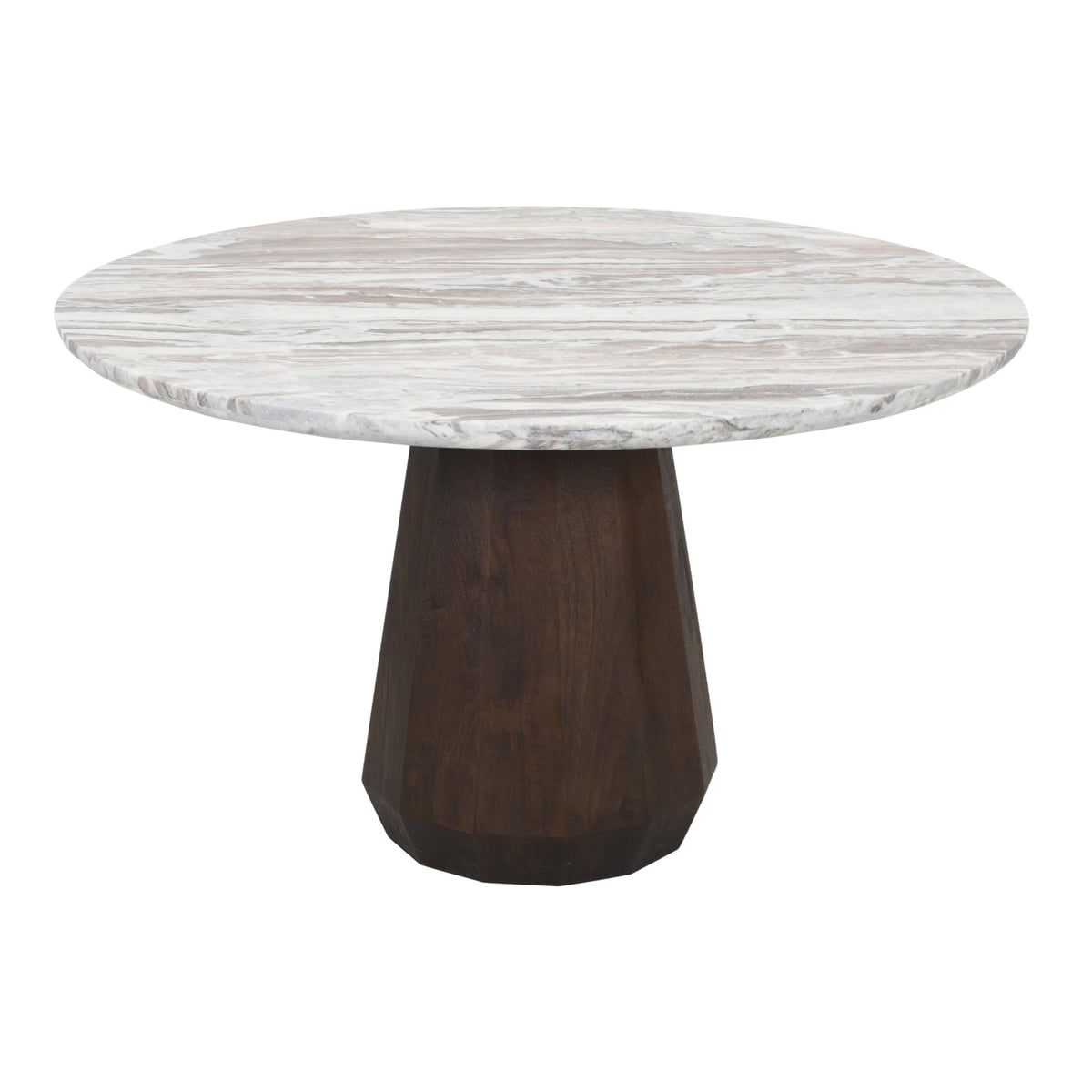 Eettafel Oberoy beige mangohout, vooraanzicht op witte achtergrond