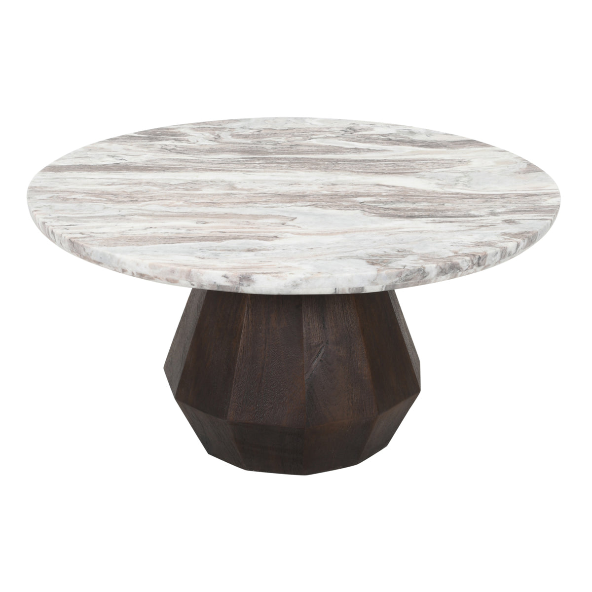 Salontafel Oberoy beige mangohout, vooraanzicht op witte achtergrond