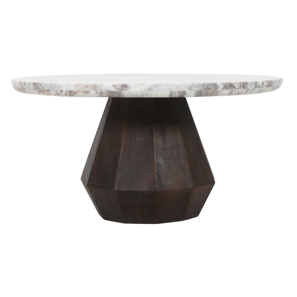 Salontafel Oberoy beige mangohout, vooraanzicht op witte achtergrond