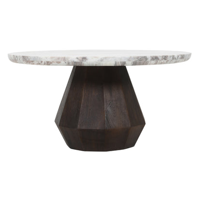 Salontafel Oberoy beige mangohout, vooraanzicht op witte achtergrond
