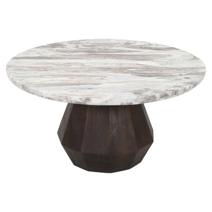 Salontafel Oberoy beige mangohout, vooraanzicht op witte achtergrond
