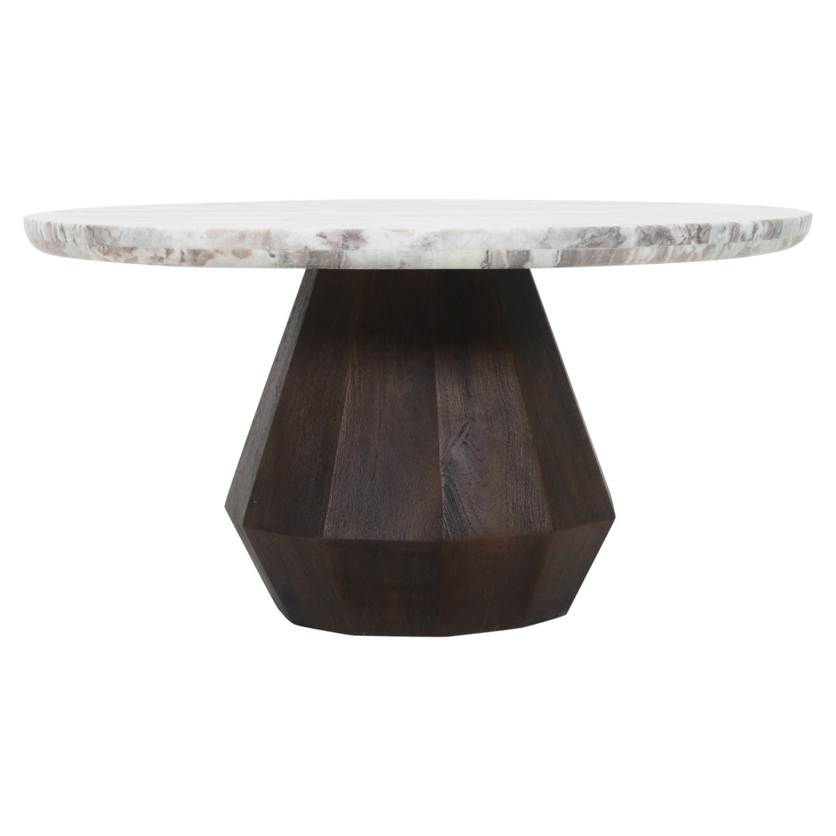 Salontafel Oberoy beige mangohout, vooraanzicht op witte achtergrond