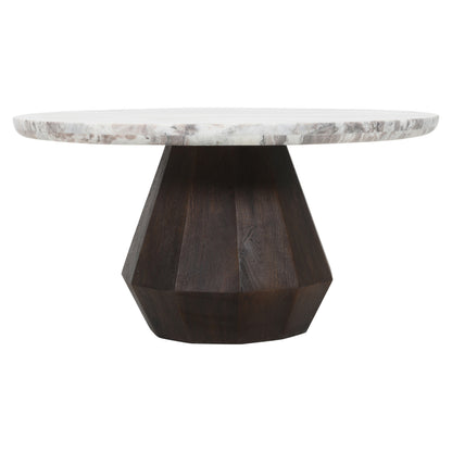 Salontafel Oberoy beige mangohout, vooraanzicht op witte achtergrond