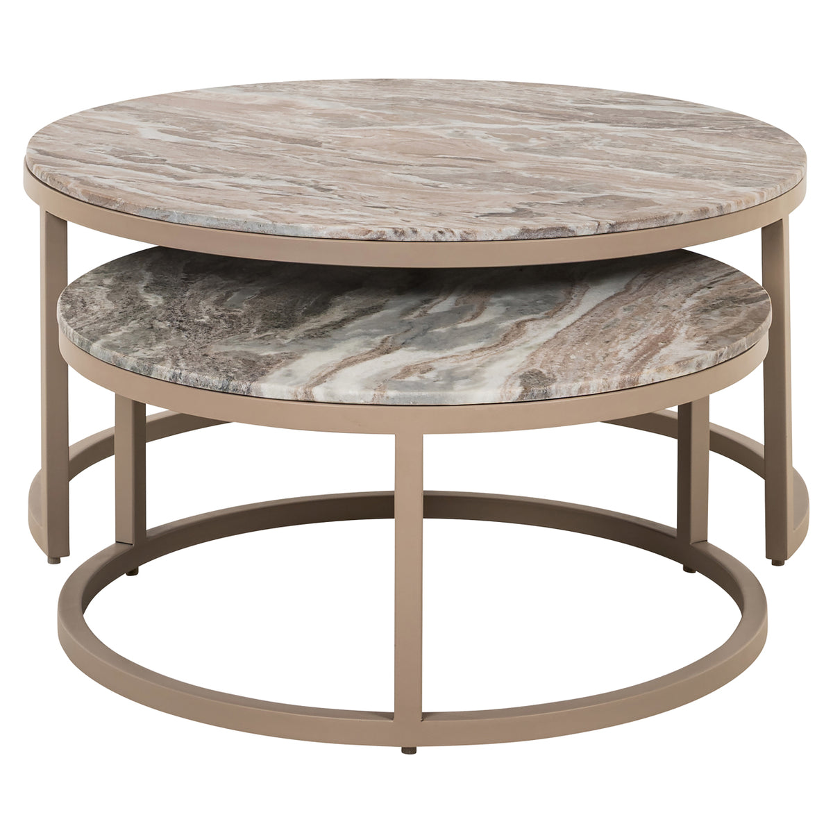 Salontafel Fairfax beige ijzer, vooraanzicht op witte achtergrond