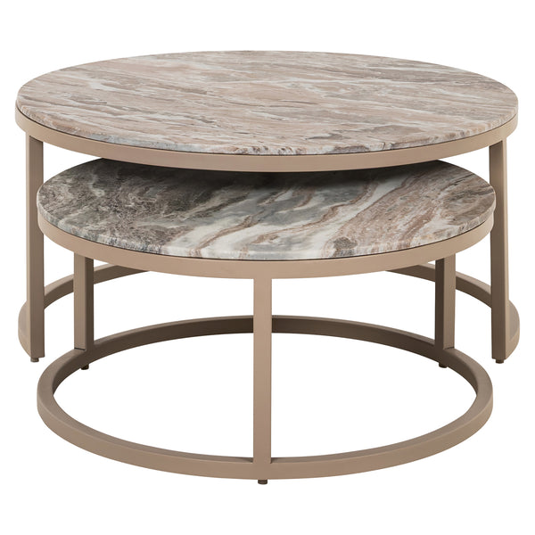 Salontafel Fairfax beige ijzer, vooraanzicht op witte achtergrond