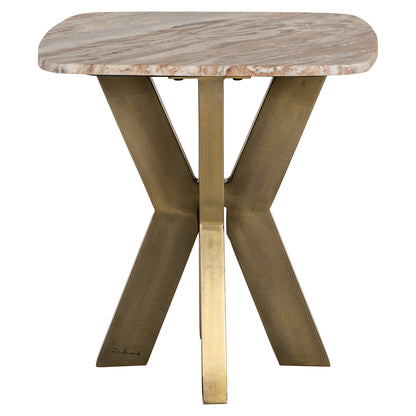 Bijzettafel Bottega beige ijzer 55 cm, vooraanzicht op witte achtergrond