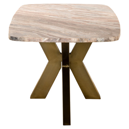 Salontafel Bottega beige metaal 120 cm, zijaanzicht op witte achtergrond