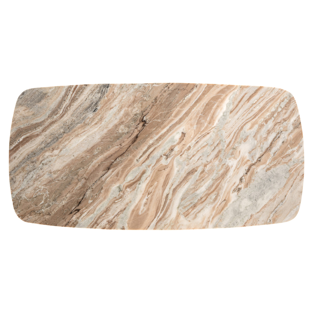 Salontafel Bottega beige metaal 120 cm, bovenaanzicht op witte achtergrond