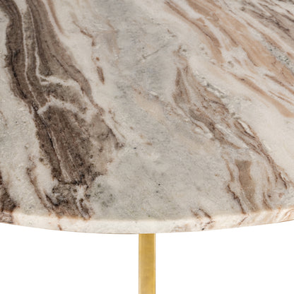 Eettafel Bottega beige metaal 140 cm rond, detail van het materiaal