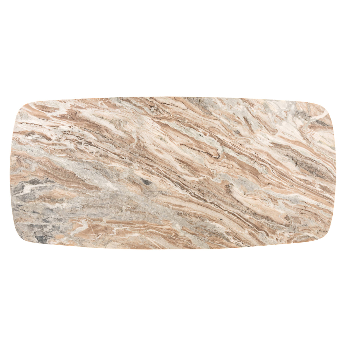 Eettafel Bottega beige metaal 190 cm deens ovaal, bovenaanzicht op witte achtergrond