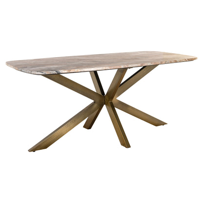 Eettafel Bottega beige metaal 220 cm deens ovaal, schuin vooraanzicht op witte achtergrond