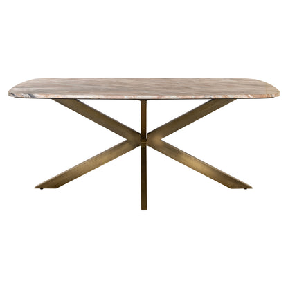 Eettafel Bottega beige metaal 220 cm deens ovaal, vooraanzicht op witte achtergrond