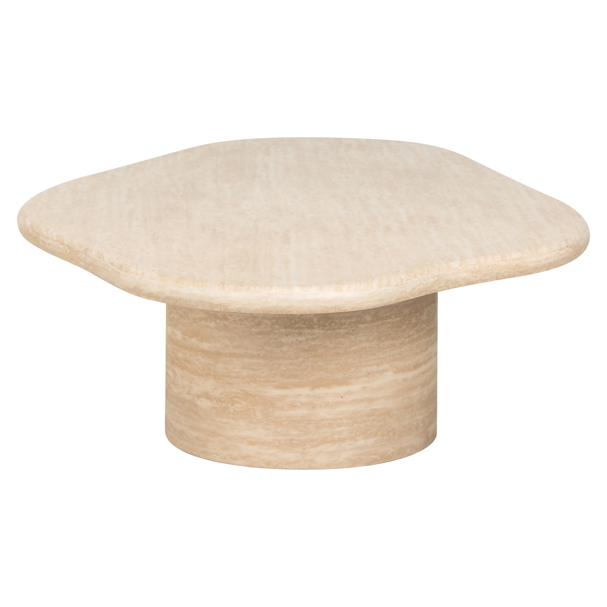 Salontafel Fictus beige metaal, vooraanzicht op witte achtergrond