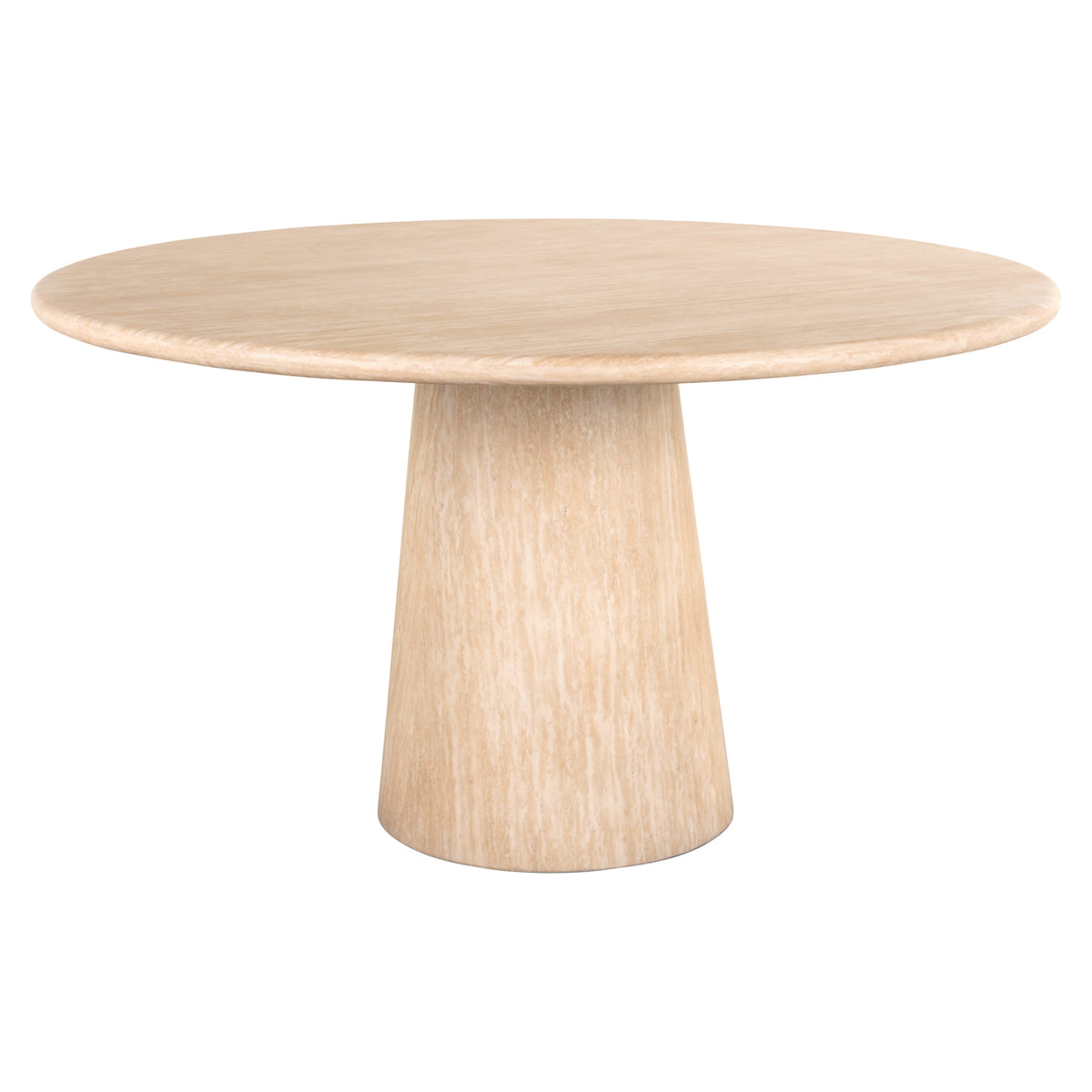 Eettafel Fictus beige ijzer ø 140 cm, vooraanzicht op witte achtergrond