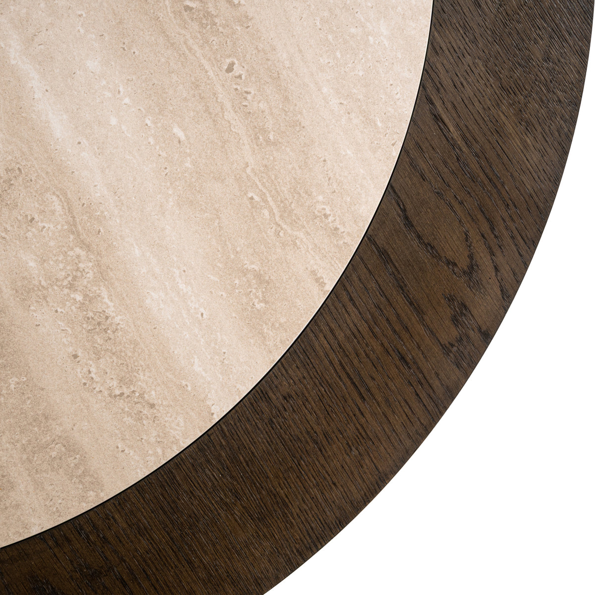 Salontafel Nando bruin eiken fineer, detail van het materiaal