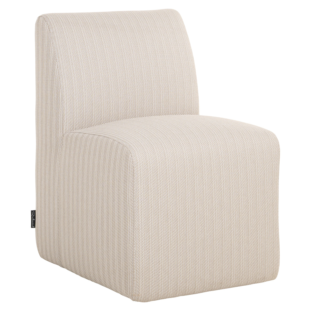 Tuinstoel Riva beige aluminium, schuin vooraanzicht op witte achtergrond