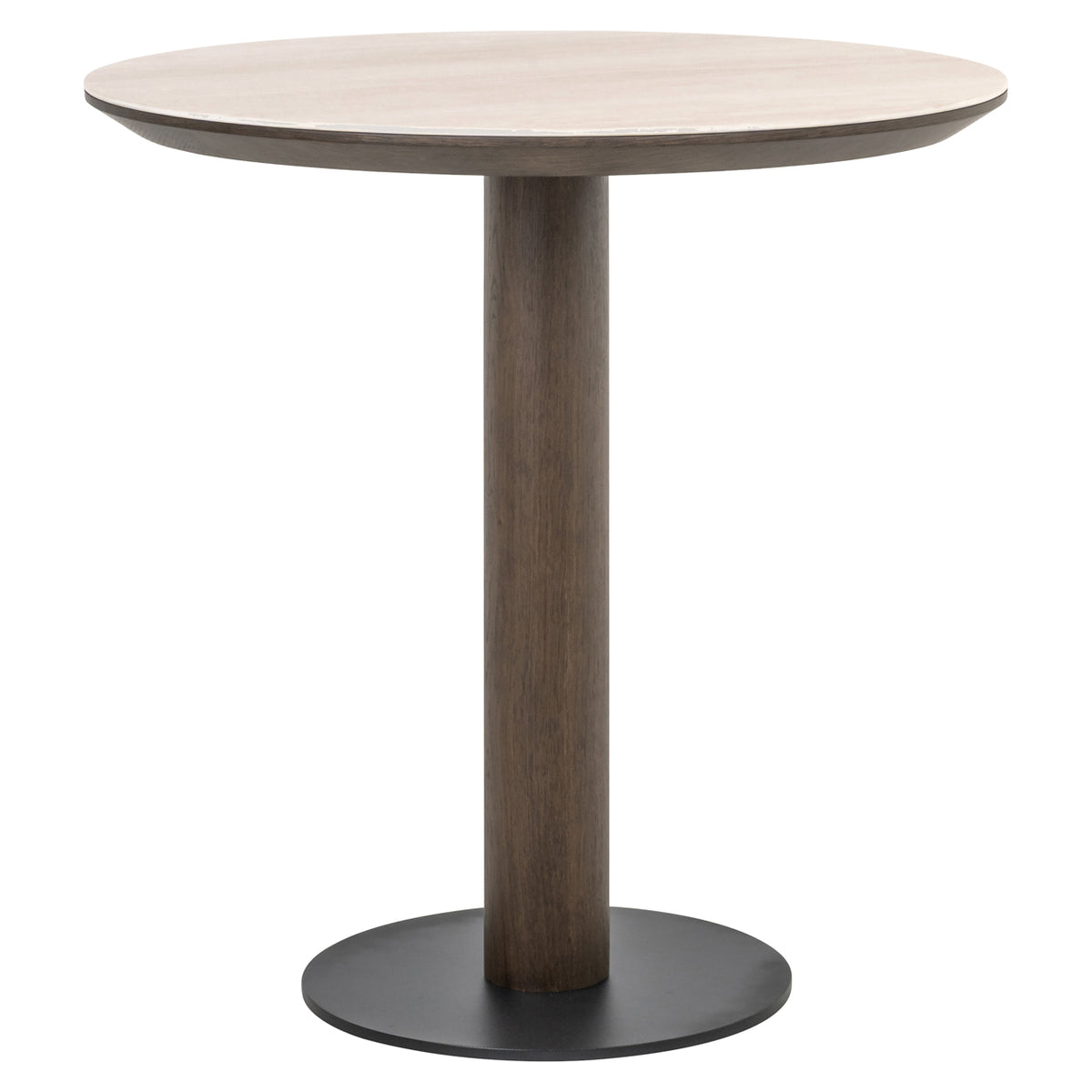 Eettafel Ritz bruin eiken fineer 75 cm, vooraanzicht op witte achtergrond