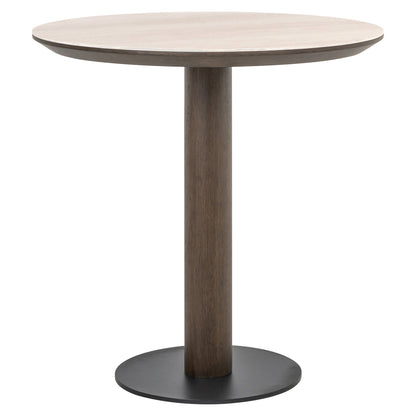 Eettafel Ritz bruin eiken fineer 75 cm, vooraanzicht op witte achtergrond