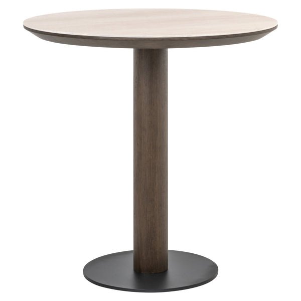 Eettafel Ritz bruin eiken fineer 75 cm, vooraanzicht op witte achtergrond