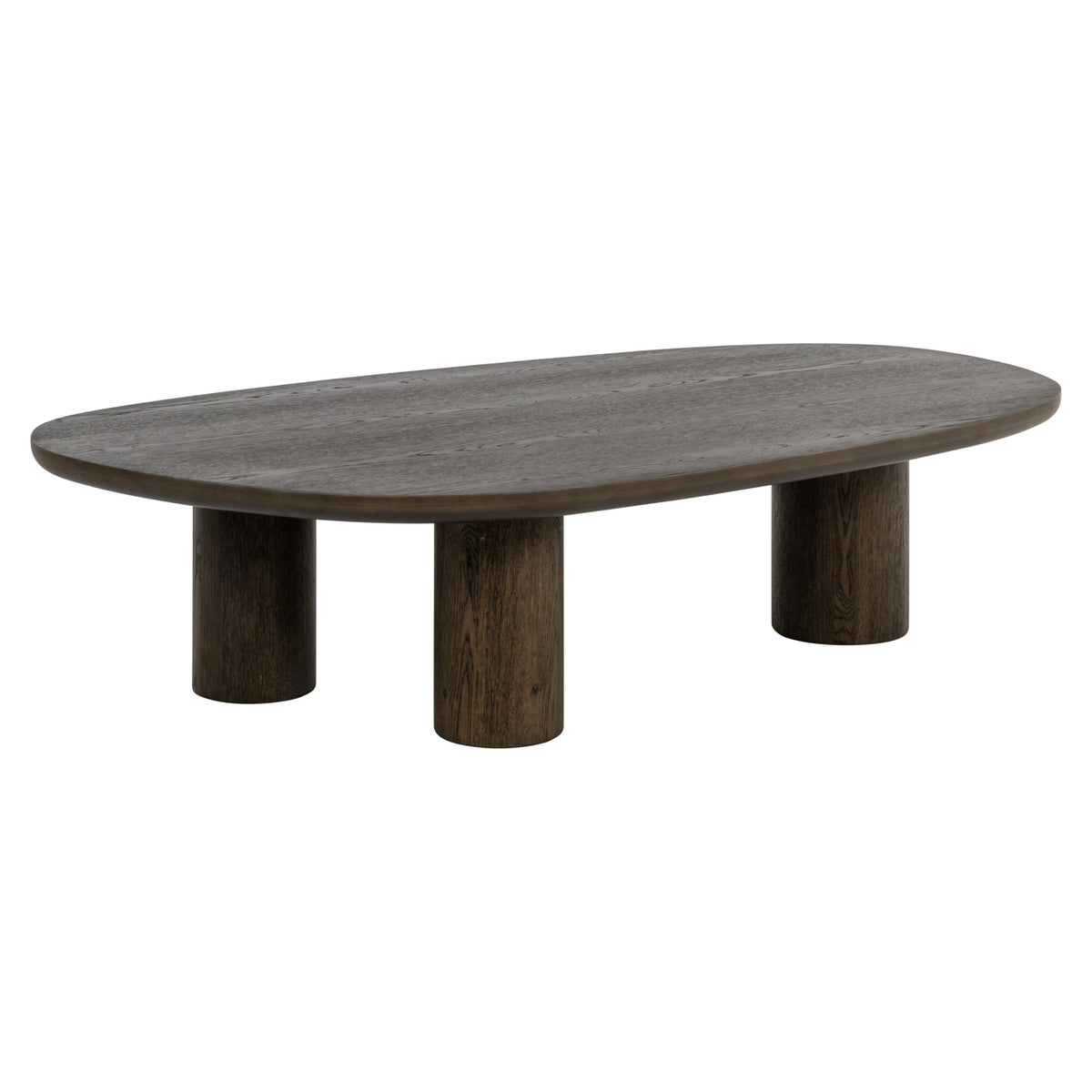 Salontafel Ellington bruin mdf, schuin vooraanzicht op witte achtergrond