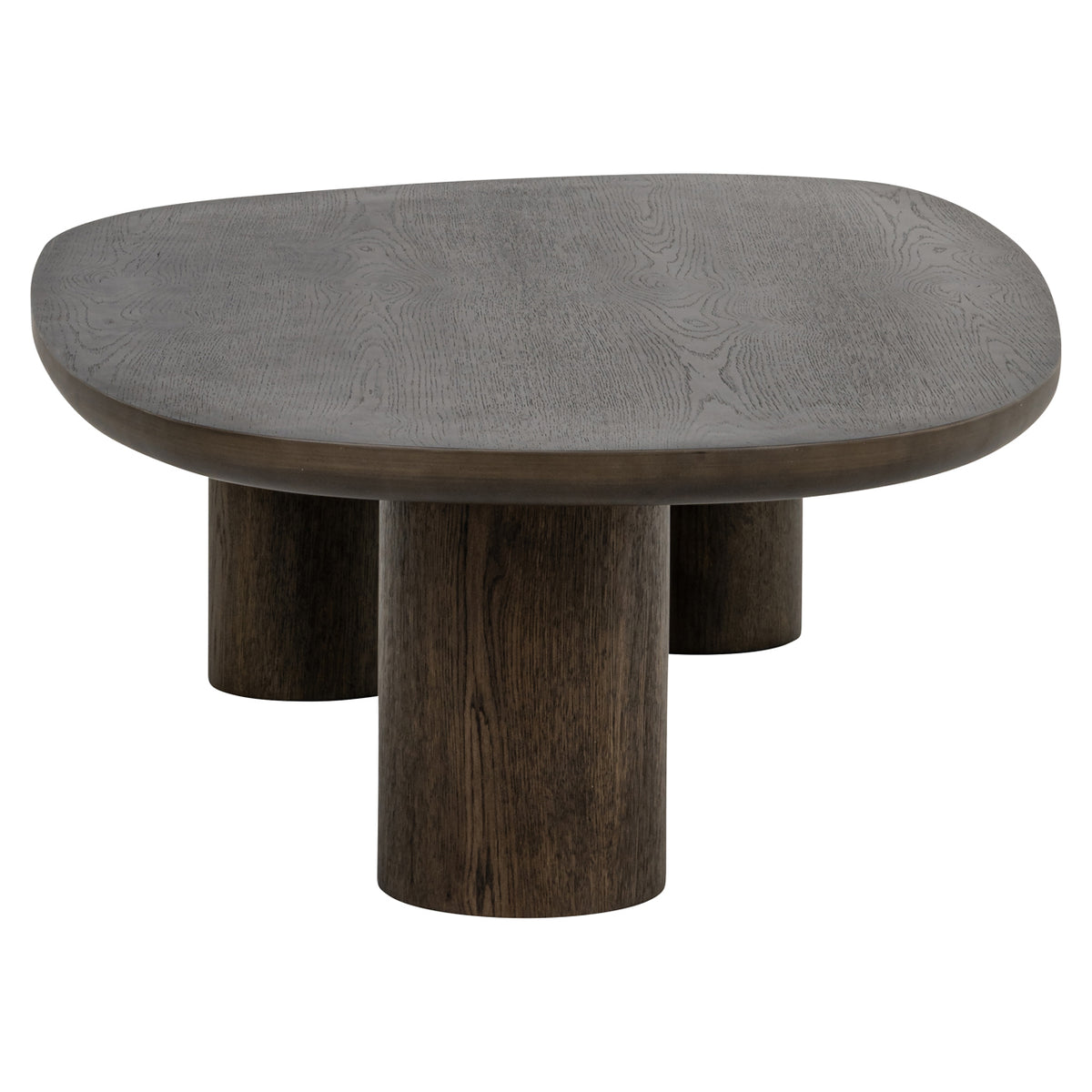 Salontafel Ellington bruin mdf, schuin vooraanzicht op witte achtergrond