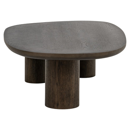Salontafel Ellington bruin mdf, schuin vooraanzicht op witte achtergrond