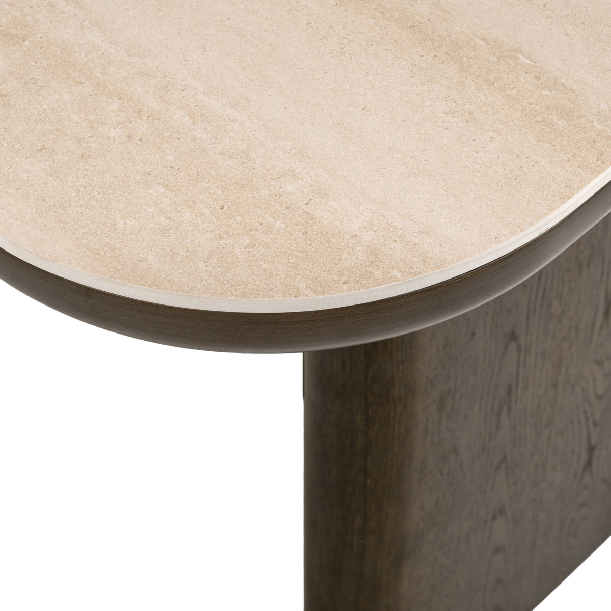 Eettafel Nando bruin eiken fineer 270 cm, detail van het materiaal