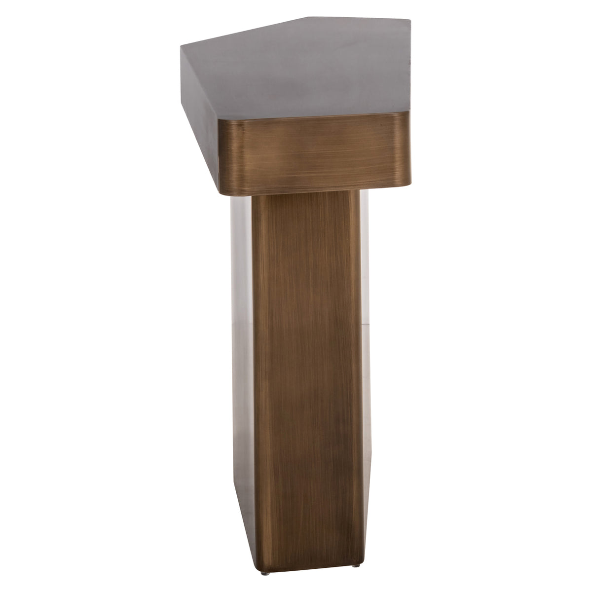 Sidetable Hexa goud ijzer, zijaanzicht op witte achtergrond
