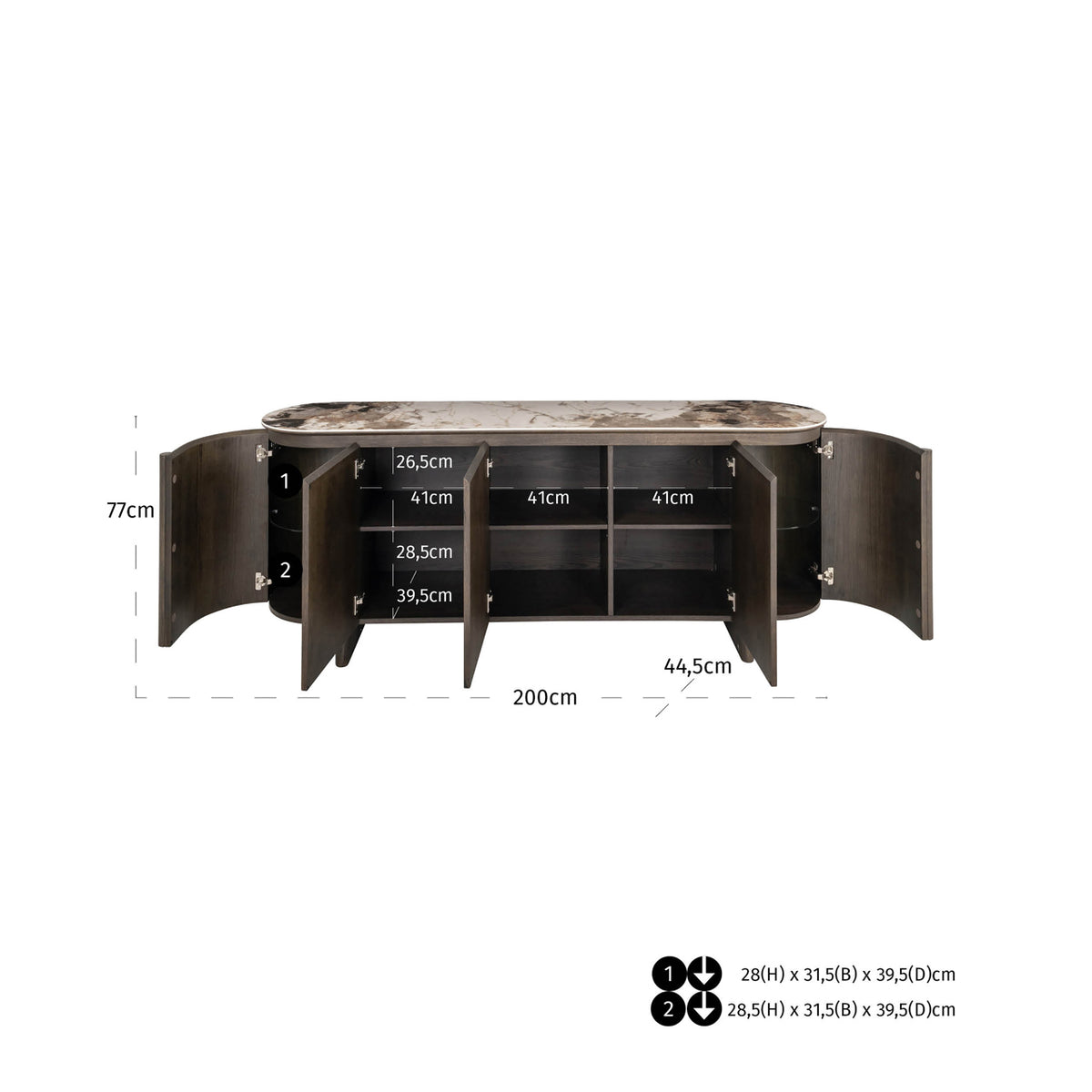Dressoir Langford bruin eiken fineer