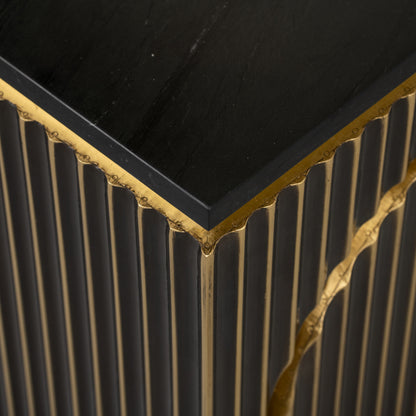 Nachtkast Les Arcs goud mdf, detail van het materiaal