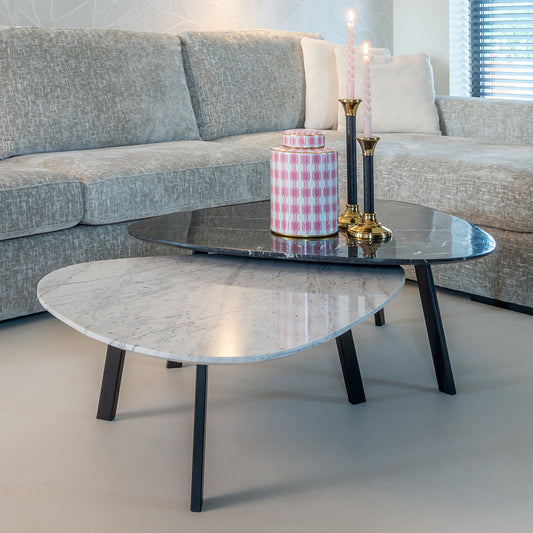 Salontafel Trocadero | Set van 2 | Zwart & Wit Marmer